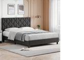 Premium Full Size Upholstered Platform Bed with Adjustable Headboard & Wooden Slat Support