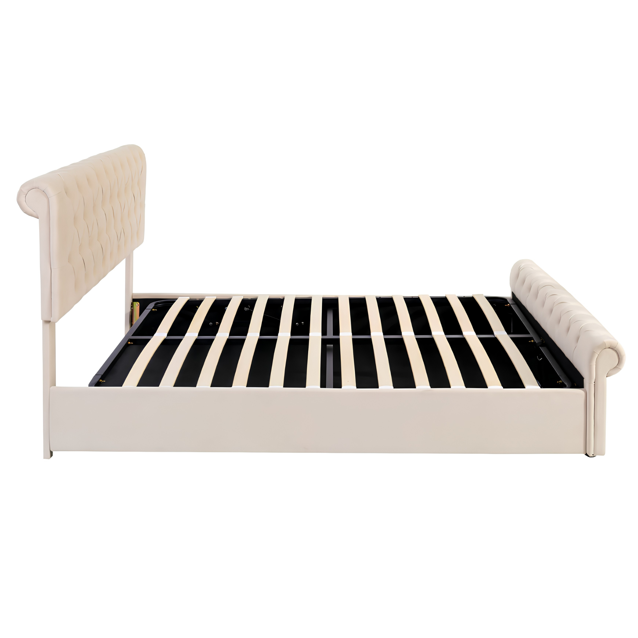 Premium 4FT6 Double Velvet Bed Frame with Storage & Slatted Support
