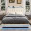 OYAJIA 4FT6 Double Size Bed Frame, Upholstered Platform Bed Frame With Lift Up Storage Drawers, Mattress Foundation With Metal Support, With USB Port & Led Light
