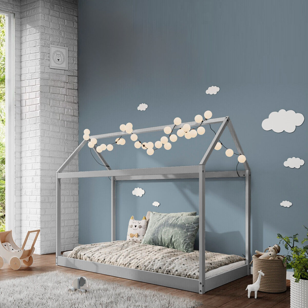 Kids Wooden House Bed Frame Main image