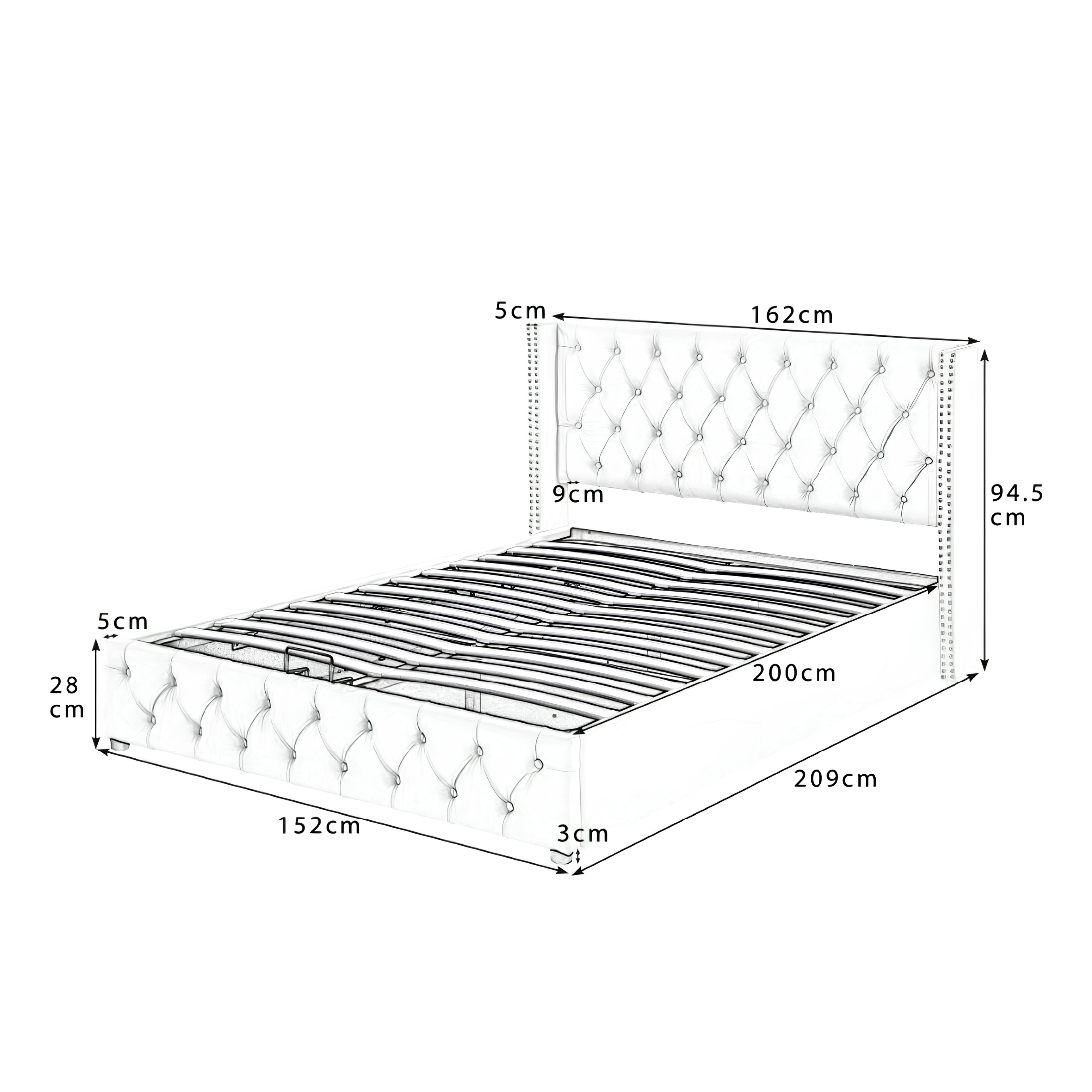 King Size Velvet Ottoman Storage Bed Frame with Hydraulic Lift | Beige
