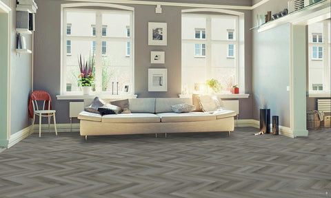 Audacity Antique Grey Oak Herringbone Rigid Core Click Luxury Vinyl Flooring