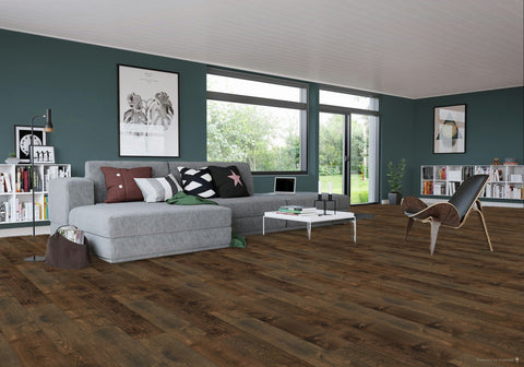 Galleria Professional Engineered European Rustic Oak Flooring 14mm X 190mm Deep Forest Brown Brown Lacquered