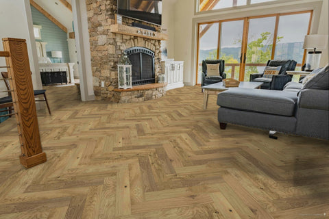 Galleria Professional Engineered Rustic Oak Herringbone Flooring 20mm x 90mm Natural Lacquered