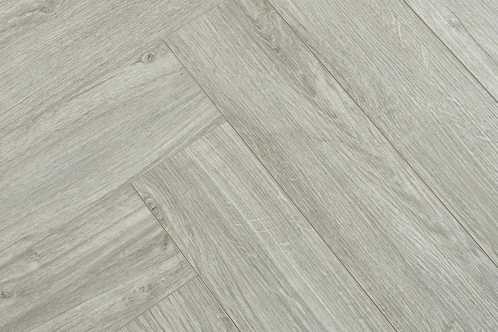 Hydro Loc Light Grey 6mm Herringbone Waterproof Click Vinyl