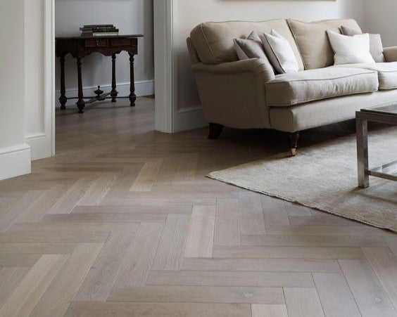 12mm Herringbone Laminate Flooring Sterling Grey Oak Icey Toned Main image
