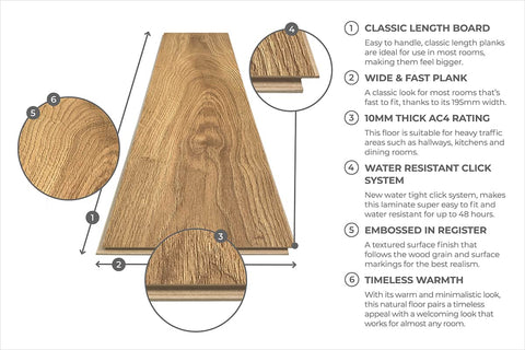 Aqualock 10mm Laminate Flooring Almond Oak