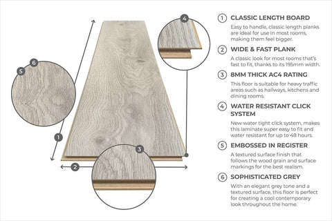 Aqualock 8mm Laminate Flooring Silver Oak