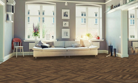 Audacity Mocha Oak Herringbone Luxury Rigid Core Click Vinyl Flooring