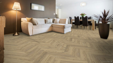 Series Woods 8mm Herringbone Laminate Flooring Gentle Gold Oak