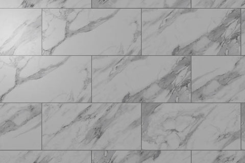 Audacity Rigid Core Pre-Grout Click Vinyl Flooring White Marble Tile