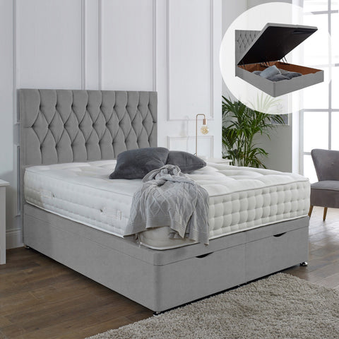 Albans Ottoman End Lift Storage Divan Bed - 6FT Super Kingsize