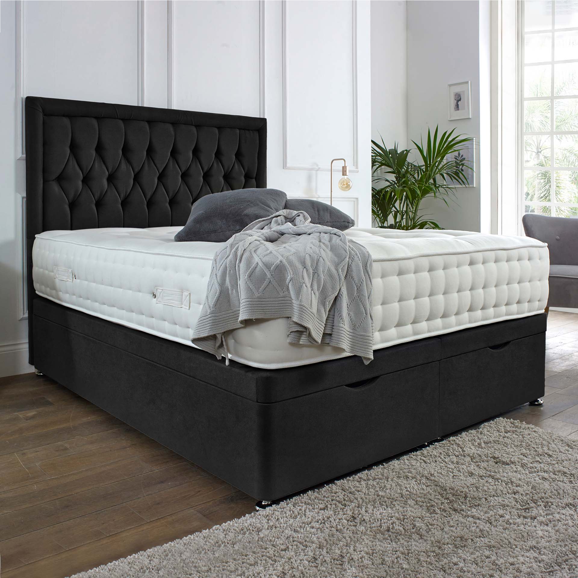 Windsor Ottoman End Lift Storage Divan Bed - 5FT Kingsize