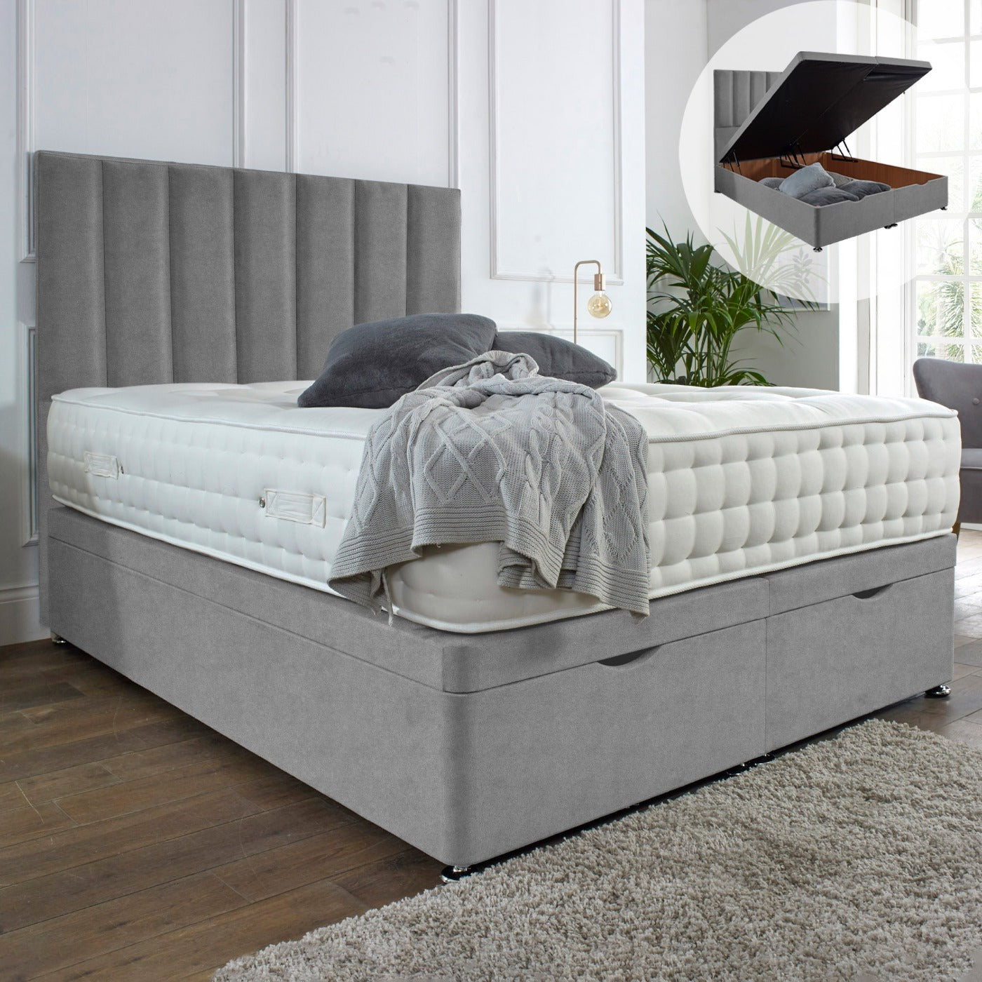 Kensington Ottoman End Lift Storage Divan Bed - 4FT Small Double Main image