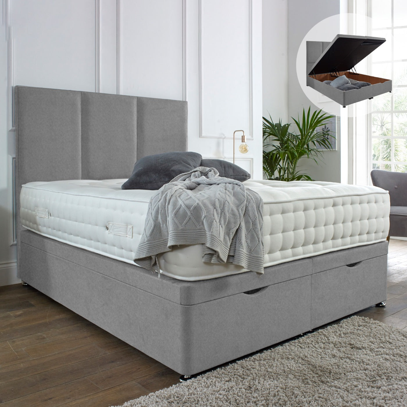 Westminster Ottoman End Lift Storage Divan Bed - 4FT6 Double Main image