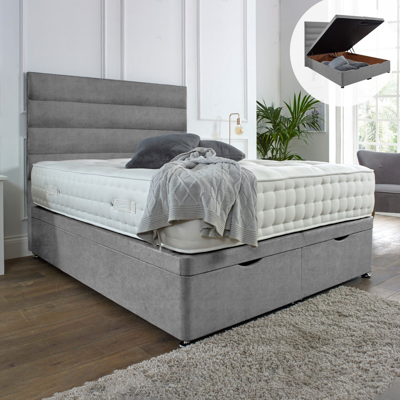 Camden Ottoman End Lift Storage Divan Bed - 5FT Kingsize Main image